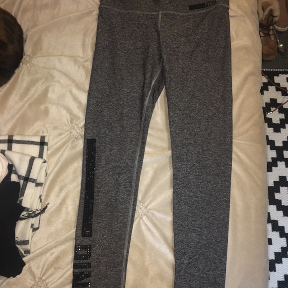 Grey marled PINK yoga leggings - Picture 1 of 6